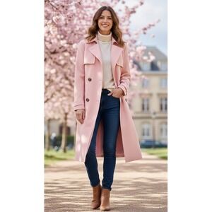 Vintage Seven City Women's L Belted Rain Trench Coat Old Money Pastel Pink NWT